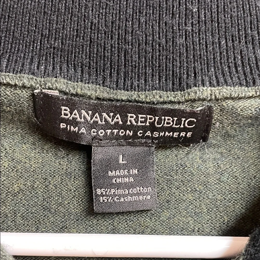 Banana Republic Men's Dark Green Zip-Up Sweater Large Pima Cotton/Cashmere Blend